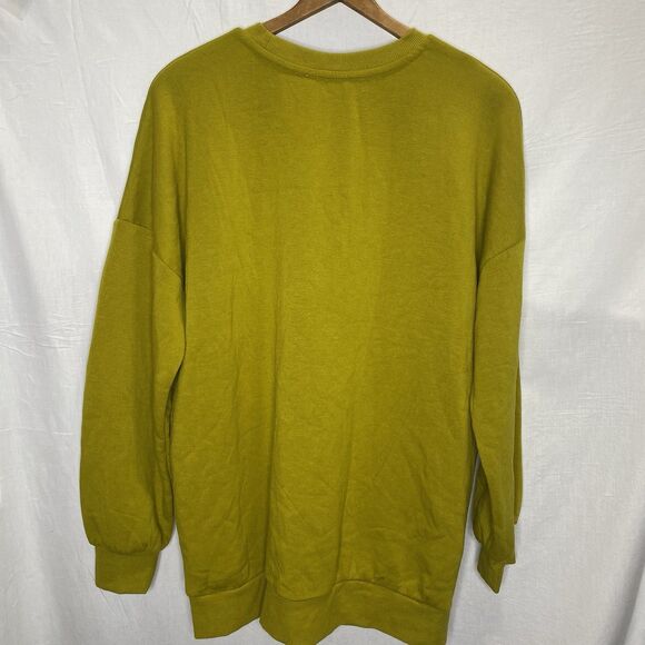 ZENANA Sweatshirt Oversized Tunic Crew Neck Long Line Pockets Womens L Green - Picture 2 of 7
